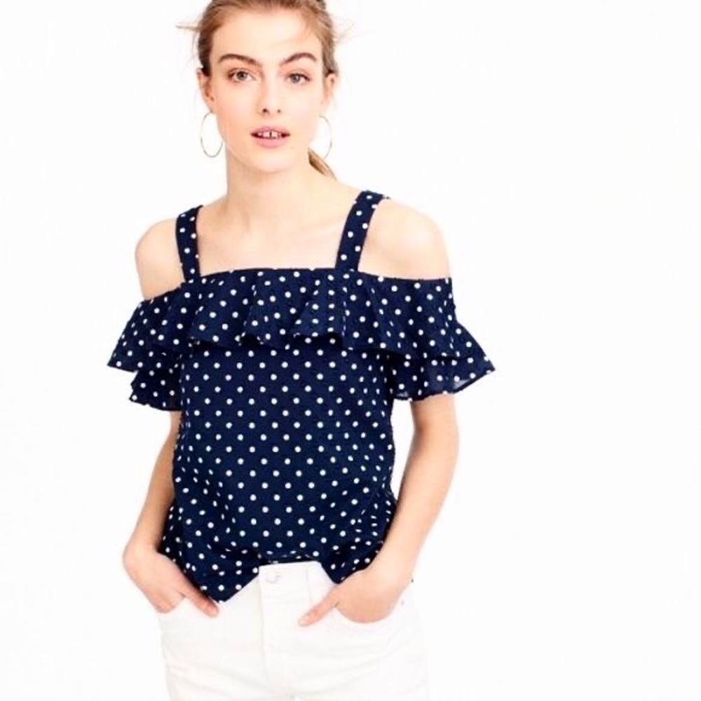 J. CREW | Polka Dot Shoulder Top